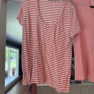 Caslon Cotton & Modal T-Shirt in Terracotta & White Stripe